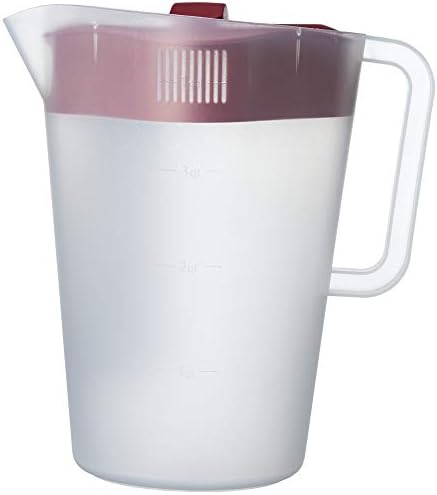 GoodCook 1 Gallon Pitcher with Embossed Measurements, Integrated Pour Spout & 4 Way Lid, Made Without BPA, Clear/Red by GoodCook