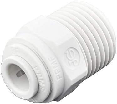 John Guest 1/4 Inch OD x 3/8 Inch NPT Straight Connector, Push to Connect Plastic Plumbing Fitting, PP010823WP by JohnGuest