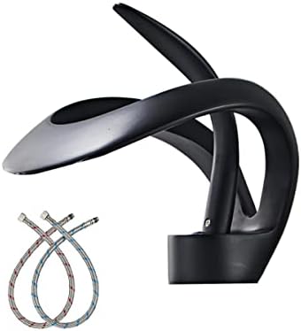Black Bathroom Sink Faucet Waterfall Round Single Handle One Hole by Chiczam