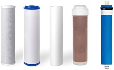 5 Stage RO/DI Replacement Filters + 75 GPD Membrane for Aquarium Reverse Osmosis Water Filtration Systems by Oceanic+Water+Systems