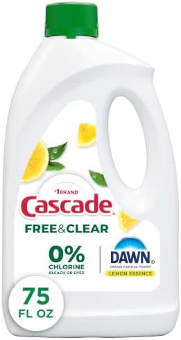 Cascade Free & Clear Dishwasher Detergent Liquid Gel, Dish Detergent, Dishwasher Soap, Lemon, 75oz by Cascade