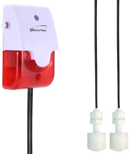 High / Low Water Level Sensor Detector Alarm 120 dB Red Strobe Siren, Adjustable Alarm Volume, Sump Bobber Water leak Sensor,16.4ft Probe Cord, Suitable for Water Tank/Aquarium, Swimming Pool/Basement by Shonmau