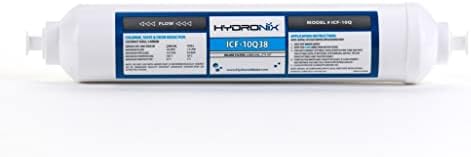 Hydronix ICF-10Q38 Inline Reverse Osmosis Post, Fridge & Ice Coconut GAC Water Filter 2000 Gal, 3/8" Quick Connect by Hydronix
