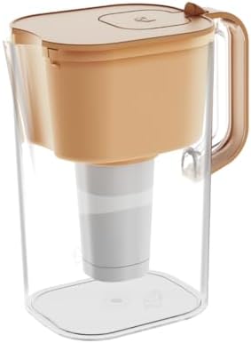 HOMEWATER 10-Cup Pitcher Filter (Peach) – BPA-Free, High-Capacity 2.4L Pitcher with Fast-Flow Carbon Filter, Wide Mouth for Easy Pouring, Removable Filter Replacement, Locking Lid, and Dishwasher-Safe by HomeWater