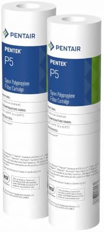 Pentair Pentek P5 Sediment Water Filter, 10-Inch, Under Sink Spun-Bonded Polypropylene Replacement Cartridge, 10" x 2.5", 5 Micron (Pack of 2) by PENTAIRPENTEK