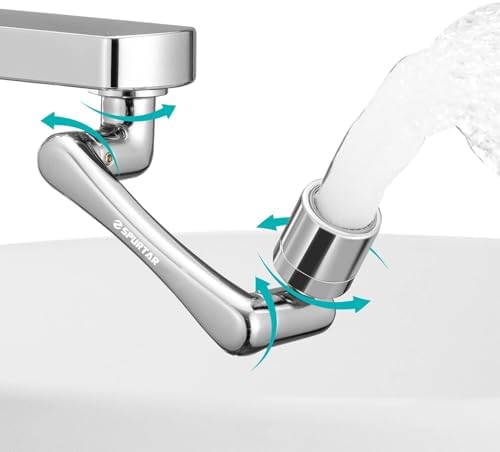 Spurtar 1440° Sink Faucet Extender, Faucet Aerator with Filter Swivel Silver Faucet Attachment, Multifunctional Rotatable Single Mode Fit for Bathroom Kitchen Tap G 1/2", 55/64",15/16" by Spurtar%C2%AE