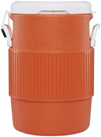 Beverage Jug, Orange With White Seat-Top Lid & Handles, 5-Gallons - Image 3