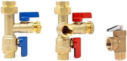 3/4 inch IPS Isolator Tankless Water Heater Service Valve Kit – 3/4'' FNPT X FNPT Thread Brass Isolation Set with Pressure Relief Valve | Pipe Fittings, Supplies & Spare Parts by Libra+Supply