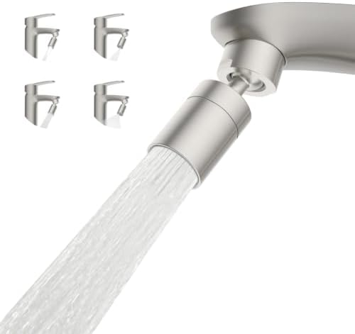 Hibbent 4-Mode Faucet Aerator, Faucet Sprayer Attachment, Brushed Nickel by Hibbent
