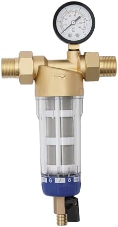 Water Filtration & Softeners, Reusable Whole House Spin Down Sediment Water Filter 40 Micron Flushable Prefilter Filtration 0.75" Female Thread + 1.26" Male Thread by Unknown