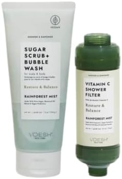 VOESH Shower & Empower Duo, Vitamin C Shower Filter, Exfoliating Sugar Scrub, Body Wash, Clean Shower Care Set, Vegan Skincare, Spa Gift, Clean Beauty by Unknown