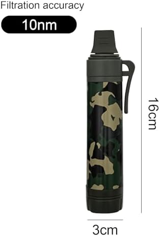 10NM Portable Water Filter System Set,Backpacking Squeeze Water Filtration Purifier Survival System for Hiking (Camouflage) - Image 2