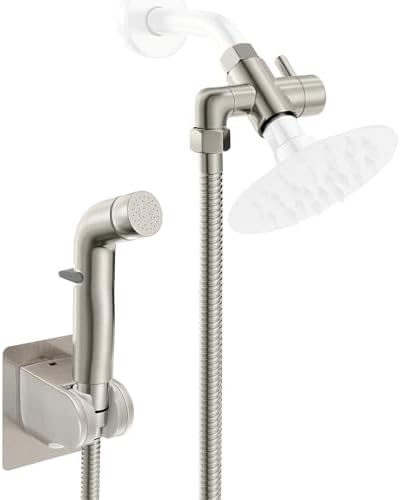 Dog Shower Attachment Metal, YDmeet Pet Shower Attachment for Fast and Clean Pet Bathing and Dog Washing, Brass Shower diverter, Adjustable Pet Shower Sprayer, 8 ft Hose and Shower Holder, Brushed by YDmeet