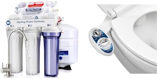 iSpring RCC7AK 75 GPD 6-Stage RO Water Filter + Luxe Bidet NEO 185 Self-Cleaning Dual Nozzle Bidet Toilet Attachment by Unknown