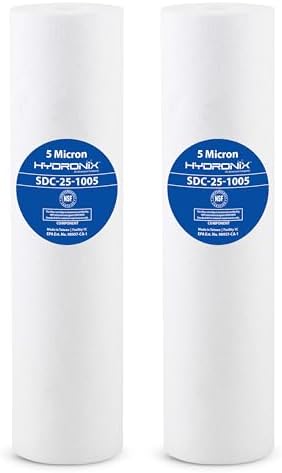 Hydronix SDC-25-1005 Whole House RO Reverse Osmosis Sediment Water Filter Cartridge 2.5" x 10" - 5 micron (2 Pack) by Hydronix