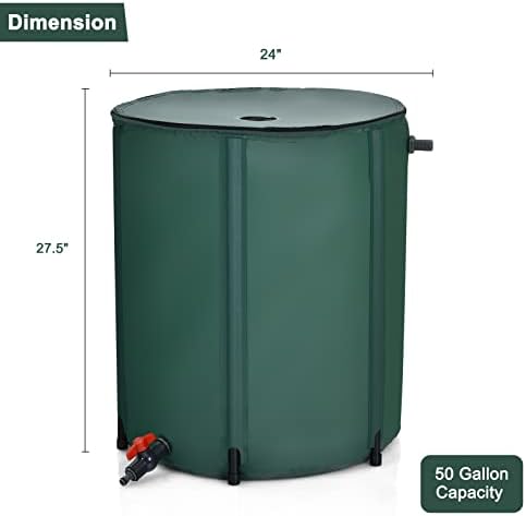 GOFLAME Rain Barrel Water Collector Portable Foldable Collapsible Tank,Spigot Filter Water Storage Container, Green (50 Gallon) - Image 5