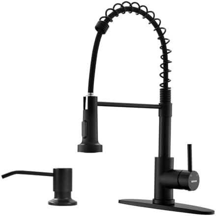 WEWE Kitchen Faucet with Soap Dispenser, Stainless Steel, Matte Black by WEWE