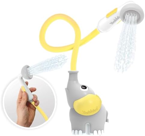 Yookidoo Baby Bath Shower Head - Elephant Water Pump and Trunk Spout Sprayer and Rinser-Control Water Flow from 2 Knobs Baby Bath Time Essentials for Newborn Babies in Tub Or Sink (Yellow) (Pack of 2) by Yookidoo