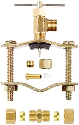 Self Piercing Saddle Valve Kit, 1/4" Brass Compression Needle Valve for 3/8" to 3/4" Pipe Diameter and Compression Hardware Kit for potable water by FloFlex