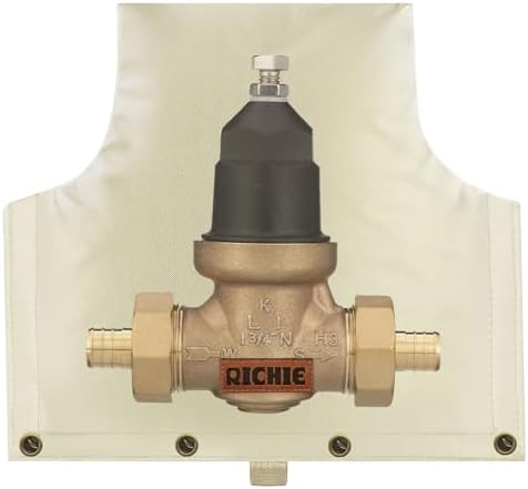 Backflow Preventer Insulated Cover (5°F) for Winter Freeze Protection, 14"W x 13"H Thickened Pressure Reducing Value & Well Pump Cover, Outdoor Waterproof Insulation Pouch for Sprinkler Valve, Beige by RICHIE