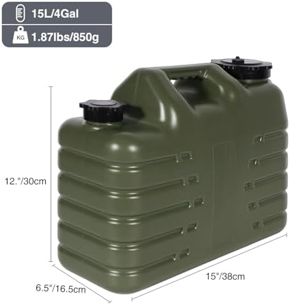 RedSwing 4 Gallon/15L Thickened Water Jug, Camping Water Container, Truly No Leakage Water Storage with Spigot, Large Military Water Tank,BPA Free Portable Overlanding Gear for Outdoors,Hiking,Green - Image 2