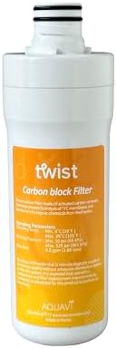 8 inch AQUAVI Twist Carbon Block Water Filter for Reverse Osmosis RO System Quick Connect Replacement or Add-on, Improve Water Taste by AQUAVI
