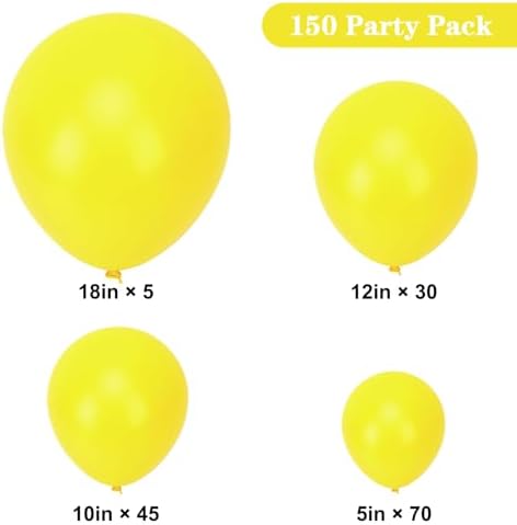 APLANET 150pcs Yellow Balloons Different Sizes 18 12 10 5 Inch Latex Balloon for Wedding Baby Shower Masquerade Party Graduation Anniversary, Arch Kit Decoration - Image 2