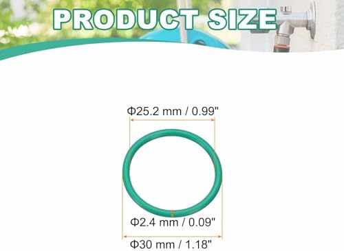 HARFINGTON 10 Pcs Fluorine Rubber O-Rings 30mm OD 25.2mm ID 2.4mm Width Round Sealing O Ring Seal Gasket for Industrial Engines Plumbing Faucet Hose Automotive - Image 2
