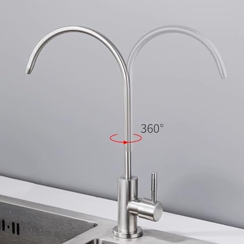 Stainless Steel Swan Neck Kitchen Sink Drinking Water Filter Tap,Brushed Gold - Image 2