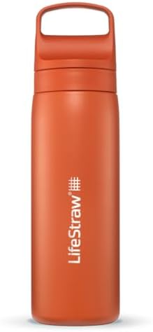 LifeStraw Go Series Insulated Steel Water Filter Bottle, 18 oz, Kyoto Orange by Unknown