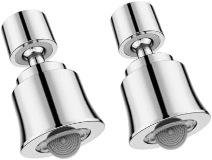 2 Pack Metal Faucet Aerator - Dual Modes Sink Sprayer Attachment for Bathroom - 360° Swivel Kitchen Faucet Sprayer Attachment - Anti-clogging Design - Chrome by SUPAFA