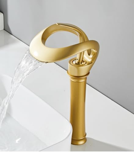 Creative Hollowed Bathroom Faucet Vessel Sink Antique Gold Waterfall Spout - Image 2