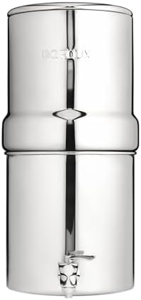 Boroux Compact Gravity-Fed Countertop Stainless Steel Water Filter System | 1.8 Gallons with 2 Authentic Black Foundation Filters by Boroux