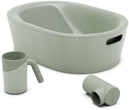 Lalo Bathtime Starter Kit, 3 Pieces, Baby Bathtub, Rinse Cup & Spout Cover by Lalo