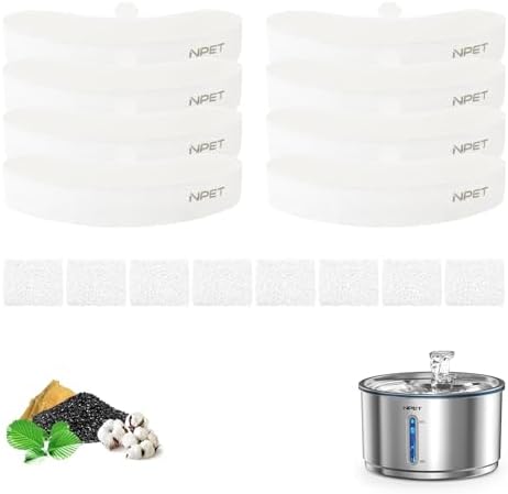 NPET Replacement Filters for WF210plus Stainless Steel Pet Water Fountain(8pcs) by NPET