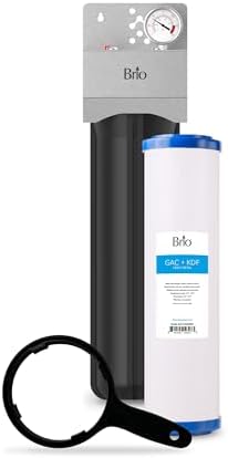Brio Whole House Water Filter System for Heavy Metal Reduction w/Gauge & Fast-Flow GAC + KDF Filter 4.5" x 20" | Improves Taste & Protects Home Appliances | 900 GPH | 100,000 Gallons or 12 Months by Brio