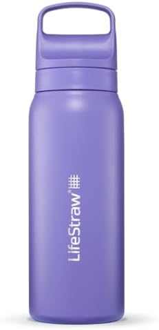 LifeStraw Go Series Insulated Steel Water Filter Bottle, 24 oz, Thistle Purple by Unknown
