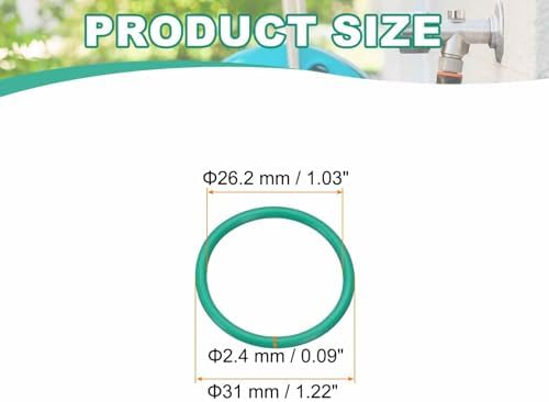 HARFINGTON 10 Pcs Fluorine Rubber O-Rings 31mm OD 26.2mm ID 2.4mm Width Round Sealing O Ring Seal Gasket for Industrial Engines Plumbing Faucet Hose Automotive - Image 2