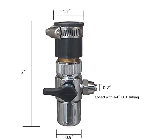 EZRODI Chrome Faucet Diverter Valve Adapter Female M22x 1 Thread with Aerator Kitchen Faucet Diverter Attachment Water Diverter(1/4" O.D RO Tubing Outlet, One-Way Faucet Diverter Valve Kit） - Image 4