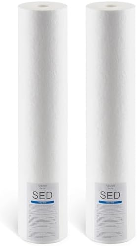 VEVOR Sediment Water Filter Cartridge, Universal Fit 20 x 4.5 Inch, 5 Micron SED Whole House Replacement Filter, 100,000 Gal Capacity, Reduces Sand, Rust, Dirt, and Particles, 2Pack by VEVOR