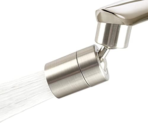Hibbent Faucet Aerator, 360 Degree Kitchen Sink Faucet Aerator, Dual-function Swivel Big Angle Kitchen Faucet Attachment, Faucet Replacement Part, Brushed Nickel by Hibbent