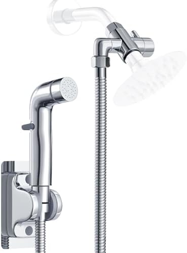Dog Shower Sprayer Attachment, YDmeet 100 Inch Dog Washing Hose for Fast and Clean Pet Showering, Multifunctional Wand with Turn Off, Brass 3 Way Diverter, No Drill Holder, Chrome by YDmeet
