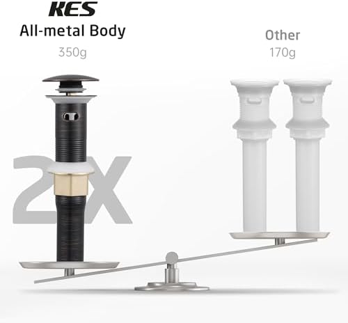 KES Bathroom Sink Drain with Strainer Basket Drain Hair Catcher, Pop Up Drain Stopper Vessel Sink Vanity with Overflow Anti Clog, Oil Rubbed Bronze S2013A-ORB - Image 3