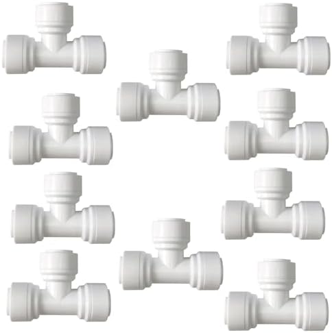 3/8 inch Tee Connector Push to Connect Fittings Plastic Quick Fitting for Water Purification & RO System (10, 3/8" Tube O.D.) by Unknown