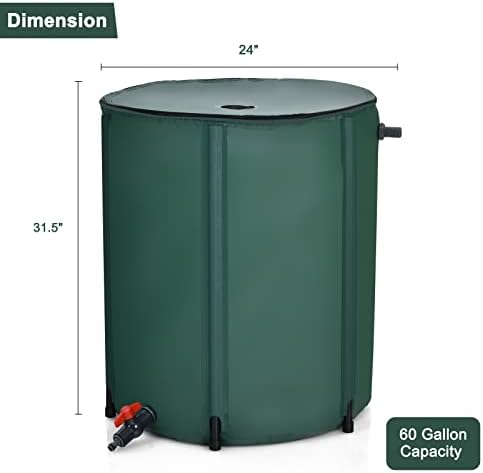 Goflame Rain Barrel Water Collector Portable Foldable Collapsible Tank,Spigot Filter Water Storage Container, Green (60 Gallon) - Image 5