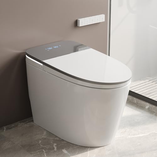 DeerValley Smart Toilet with Bidet Built in, One Piece Bidet Toilet with Auto Open/Close, Water Filter, Foam Shield, Pump Assisted, Elongated Seat, Dryer, Deodorizing, ADA Height for Modern Smart Home by DeerValley