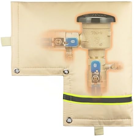 Outdoor Backflow Preventer Cover, Pipe Insulated Pouch for Freeze Protection, Winter Thicken Fabric Sprinkler Valve Insulation Cover for Outside Irrigation Pipe & Water Well Pump (Beige, 14”W X 13”H) by Insoma