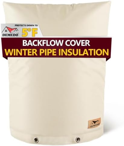 Backflow Preventer Insulation Cover - Water Pipe Insulation Sprinkler Cover for Outside - Insulated Backflow Cover Pouch for Irrigation Back Flow Valve in Winter or Sun Exposure (25" W x 30" H, Sand) by DEMEDO