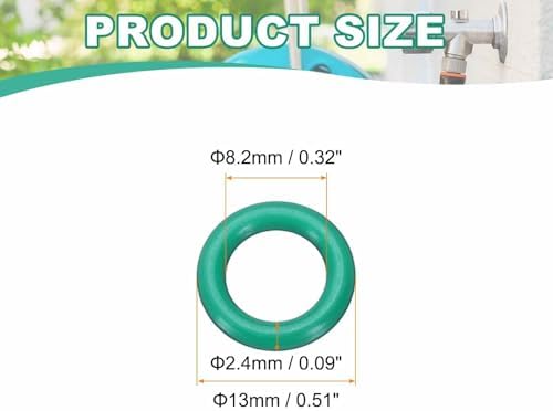 HARFINGTON 20 Pcs Fluorine Rubber O-Rings 13mm OD 8.2mm ID 2.4mm Width Round Sealing O Ring Seal Gasket for Industrial Engines Plumbing Faucet Hose Automotive - Image 2