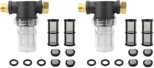 Sooprinse Garden Hose Inlet Filter for High Pressure Washer, Sediment Filter Attachment, 40 Mesh Screen, Extra 2 Pcs 100 Mesh, 3PCS O-Ring and 4PCS Filter Hose Washer (Pack of 2) by Sooprinse